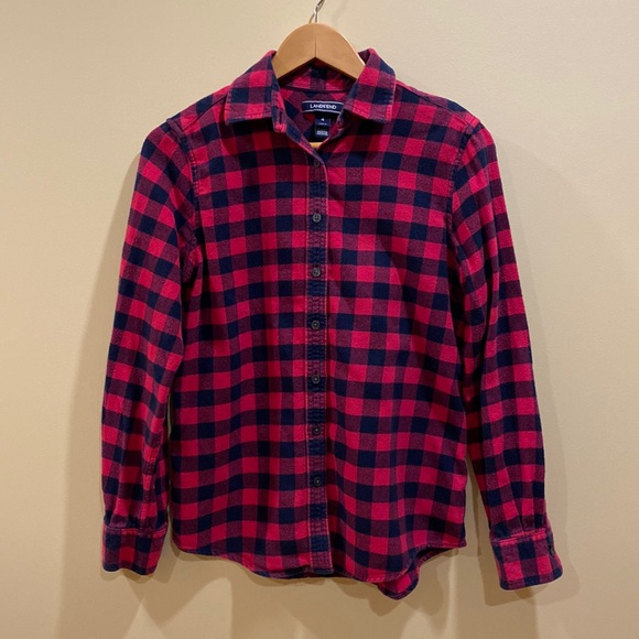 LANDS’ END Checked Flannel Shirt - Picture 2 of 13